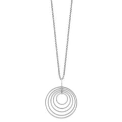 Sterling Silver Rhodium-plated D/C Multi-Circles With 2in ext Necklace