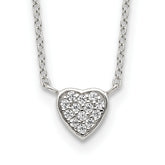 Sterling Silver Rhodium-plated Polished CZ Heart 16 inch Necklace
