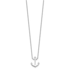 Sterling Silver Rhodium-plated Anchor 16 inch with a 2 inch extention Necklace