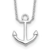 Sterling Silver Rhodium-plated Anchor 16 inch with a 2 inch extention Necklace
