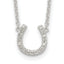 Sterling Silver Polished CZ Horseshoe With 1 inch ext Necklace