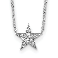 Sterling Silver Rhodium-plated CZ Star Necklace