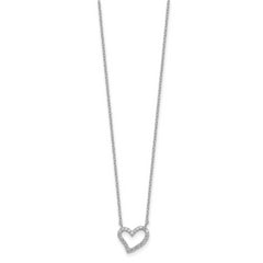Sterling Silver Rhodium-plated CZ Open Heart 18 inch Necklace