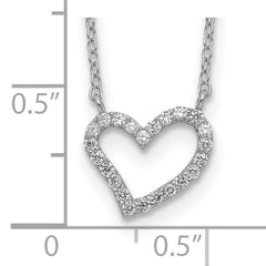 Sterling Silver Rhodium-plated CZ Open Heart 18 inch Necklace
