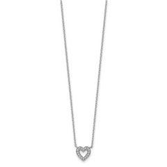 Sterling Silver Rhodium-plated CZ Open Heart 18 inch Necklace