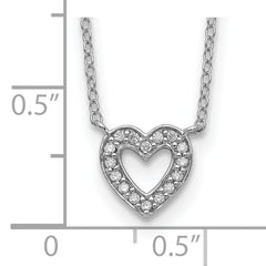 Sterling Silver Rhodium-plated CZ Open Heart 18 inch Necklace