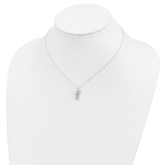 Sterling Silver Antiqued/Polished CZ LOVE Heart With 1in ext Necklace