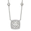 Sterling Silver Rhod-pltd Square CZ Pendant With 2in ext 4-Station Necklace
