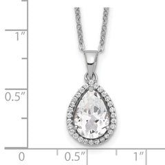 Sterling Silver Rhodium Created White Topaz & CZ Necklace