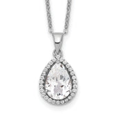 Sterling Silver Rhodium Created White Topaz & CZ Necklace