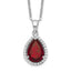 Sterling Silver Rhodium Polished Garnet & CZ Necklace
