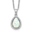 Sterling Silver Rhodium Polished Simulated Opal & CZ Necklace