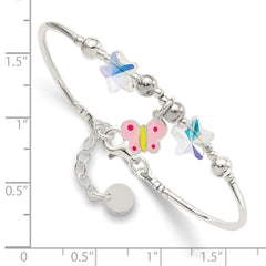 Sterling Silver Enamel Crystal Butterfly Stars With  1in ext. Children's Brace