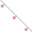Pink Enameled Dangle Flowers Bracelet in Sterling Silver, 6 Inch - Sophia Jewelers