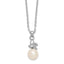 Sterling Silver Rhodium-plated 6-7mm White Button Freshwater Cultured Pearl and CZ 17 inch Necklace