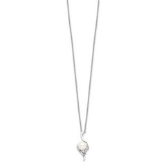Sterling Silver Rhodium-plated 6-7mm White Semi-Round Freshwater Cultured Pearl and CZ 17 inch Necklace