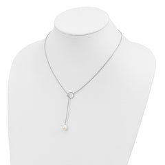 Sterling Silver Rhodium-plated 7-8mm White Teardrop Freshwater Cultured Pearl Toggle Drop 19.5 inch Necklace