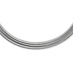 Sterling Silver 3 Row Rhodium Plated 17in With 2in ext. Necklace