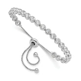 Sterling Shimmer Sterling Silver Rhodium-plated 26 Stone CZ Adjustable Bracelet