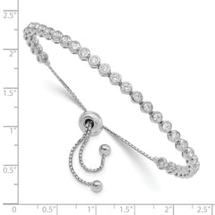 Sterling Shimmer Sterling Silver Rhodium-plated 33 Stone CZ Adjustable Bracelet
