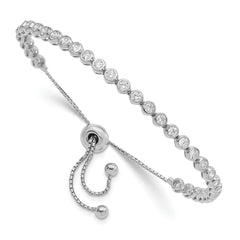 Sterling Shimmer Sterling Silver Rhodium-plated 33 Stone CZ Adjustable Bracelet