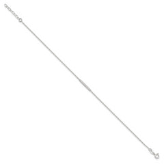 Sterling Silver CZ Bar 10 inch Plus 1 inch Extender  - Total 11 inch Anklet