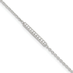 Sterling Silver CZ Bar 9 inch Plus 1 inch Extender  - Total 10 inch Anklet