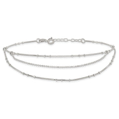 Sterling Silver Multi-Strand 9 inch Plus 1 inch Extender - Total 10 inch Anklet