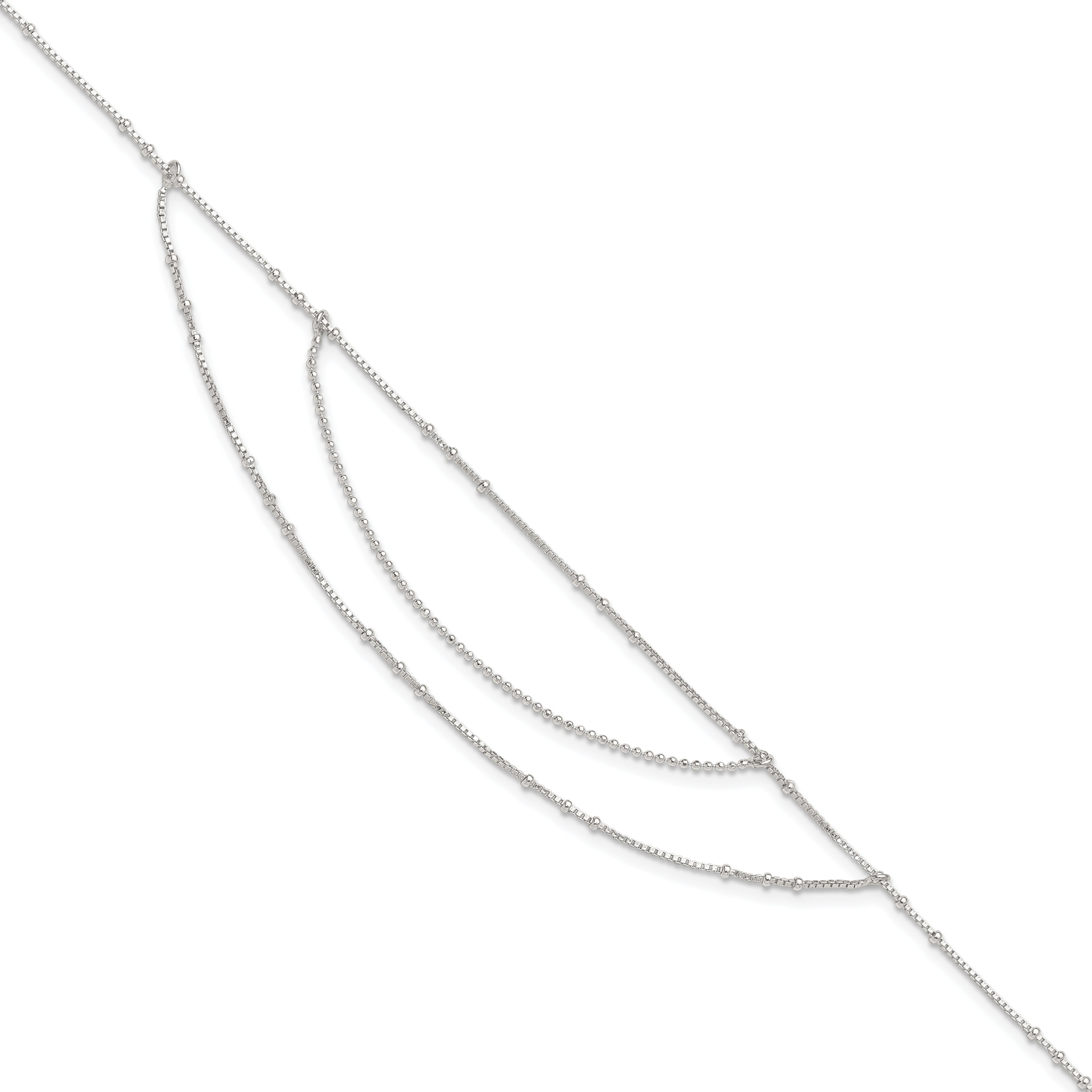 Sterling Silver Multi-Strand 9 inch Plus 1 inch Extender - Total 10 inch Anklet