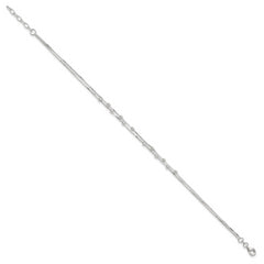 Sterling Silver Beaded 2-strand 10 inch Plus 1 inch Extender - Total 11 inch Anklet