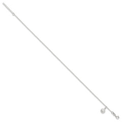 Sterling Silver Sun Charm 10 inch Plus 1 inch Extender - Total 11 inch Anklet