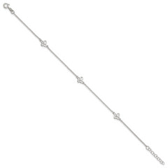 Sterling Silver Butterflies 9 inch Plus 1 inch Extender - Total 10 inch Anklet