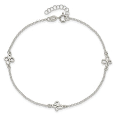 Sterling Silver Butterflies 9 inch Plus 1 inch Extender - Total 10 inch Anklet