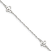 Sterling Silver Butterflies 9 inch Plus 1 inch Extender - Total 10 inch Anklet