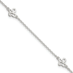 Sterling Silver Butterflies 9 inch Plus 1 inch Extender - Total 10 inch Anklet