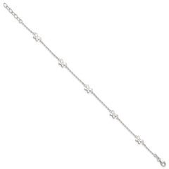 Sterling Silver Butterflies 9 inch Plus 1 inch Extender - Total 10 inch Anklet