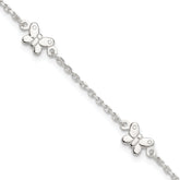 Sterling Silver Butterflies 9 inch Plus 1 inch Extender - Total 10 inch Anklet