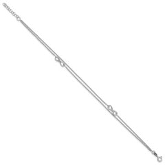 Sterling Silver Rhodium-plated 2-Strand Infinity 9 inch Plus 1 inch Extender - Total 10 inch Anklet