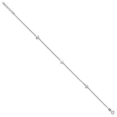 Sterling Silver Rhodium-plated Crosses 9 inch Plus 1 inch Extender - Total 10 inch Anklet