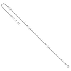 Sterling Silver Rhodium-plated Crosses 9 inch Plus 1 inch Extender - Total 10 inch Anklet