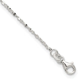 Sterling Silver Twisted Serpentine Chain 9 inch Plus 1.5 inch Extender - Total 10.5 inch Anklet