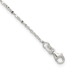Sterling Silver Twisted Serpentine Chain 9 inch Plus 1.5 inch Extender - Total 10.5 inch Anklet