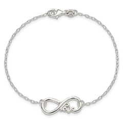 Sterling Silver Polished infinity Sign With LOVE 7.5 inch Bracelet