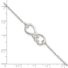 Sterling Silver Polished infinity Sign With LOVE 7.5 inch Bracelet