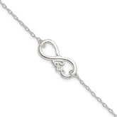 Sterling Silver Polished infinity Sign With LOVE 7.5 inch Bracelet