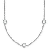 Sterling Silver Rhodium-plated 9-Station CZ Polished Necklace