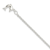 Sterling Silver 10inch Hollow Polished 3-D Dolphin Anklet