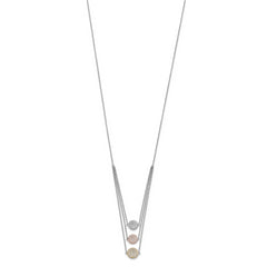 Sterling Silver Gold-plated and Rose-plated CZ With 2in ext Necklace
