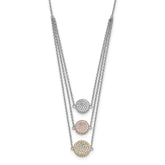 Sterling Silver Gold-plated and Rose-plated CZ With 2in ext Necklace