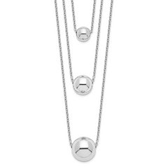 Sterling Silver Rhodium-plated 3-Strand With 2in ext. Polished Necklace